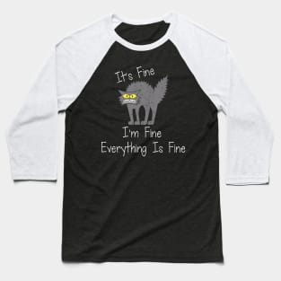 Funny Cat Its Fine I'm Fine Everything is Fine Baseball T-Shirt